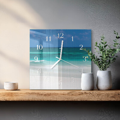 Wanduhr quadratisch Strand Meer