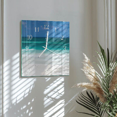 Wanduhr quadratisch Strand Meer