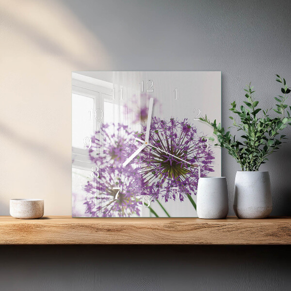 Wanduhr quadratisch Blume