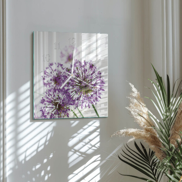 Wanduhr quadratisch Blume