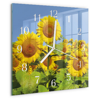 Wanduhr quadratisch Sonnenblumen