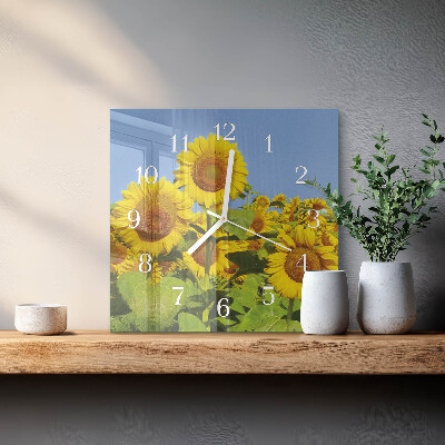 Wanduhr quadratisch Sonnenblumen