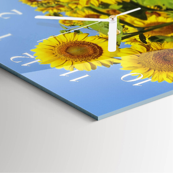 Wanduhr quadratisch Sonnenblumen