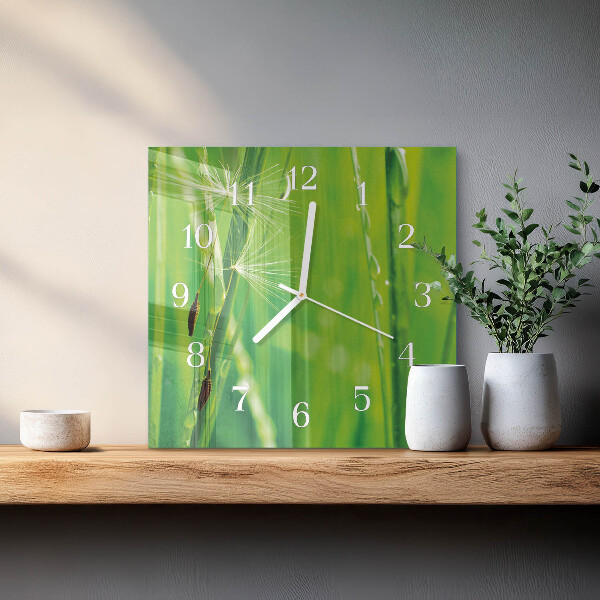 Wanduhr quadratisch Gras