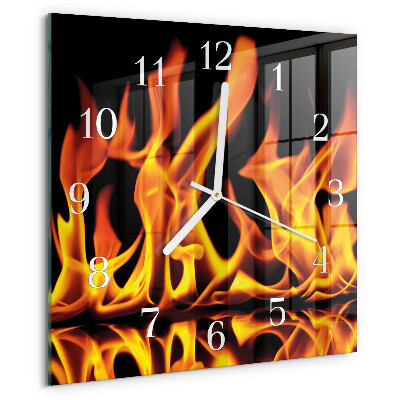 Wanduhr quadratisch Feuer