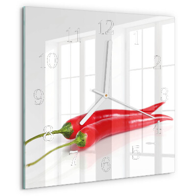 Wanduhr quadratisch Chilischoten