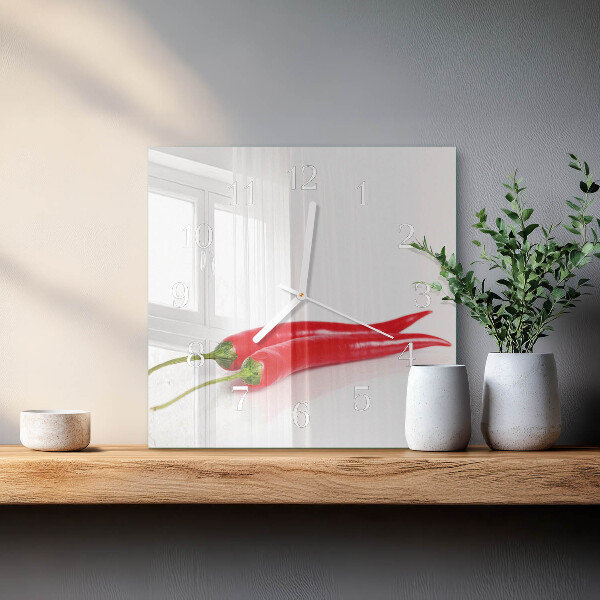 Wanduhr quadratisch Chilischoten