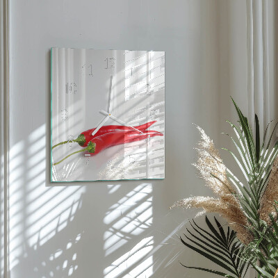 Wanduhr quadratisch Chilischoten