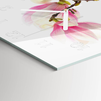 Wanduhr quadratisch Magnolienblüte
