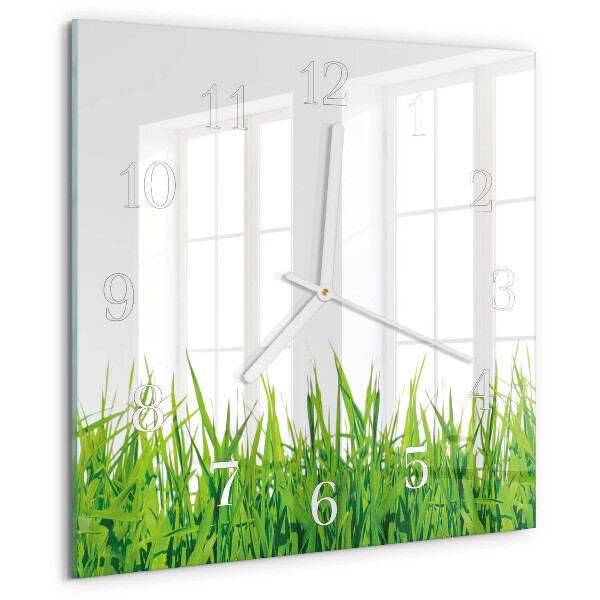 Wanduhr quadratisch Gras