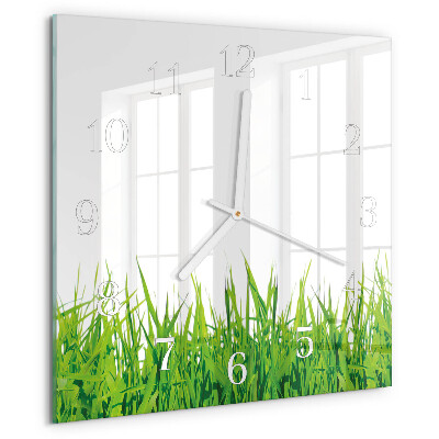Wanduhr quadratisch Gras