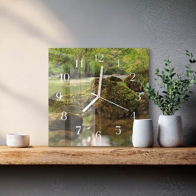 Wanduhr quadratisch Landschaft Fluss