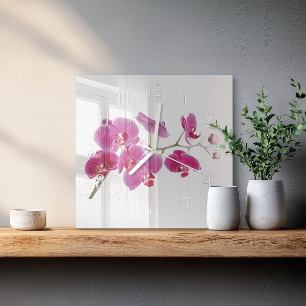 Wanduhr quadratisch Orchidee