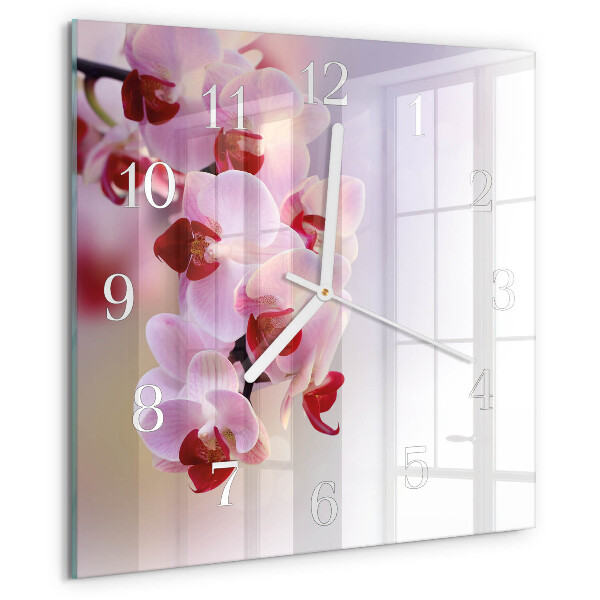 Wanduhr quadratisch Orchidee