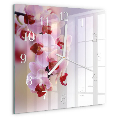 Wanduhr quadratisch Orchidee