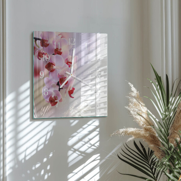 Wanduhr quadratisch Orchidee