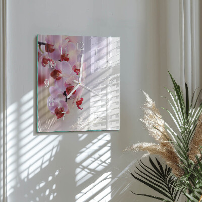 Wanduhr quadratisch Orchidee