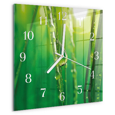 Wanduhr quadratisch Grastropfen