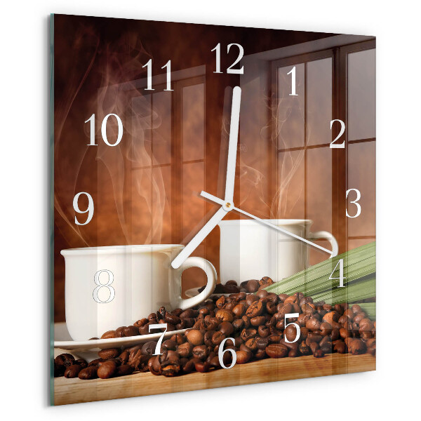 Wanduhr quadratisch Kaffeetassen