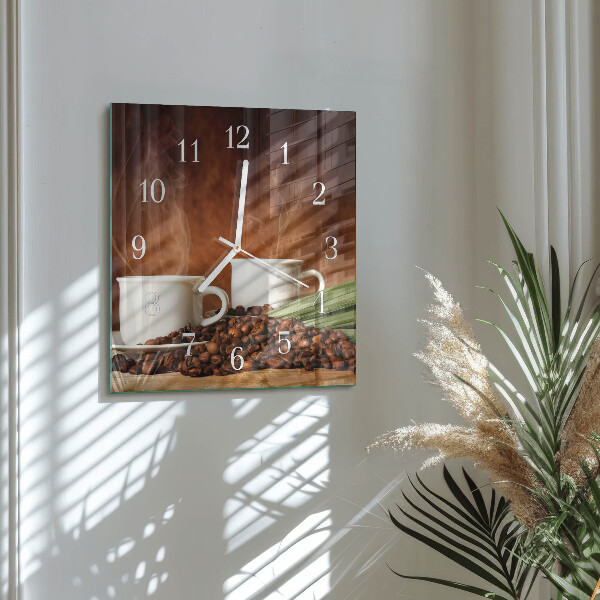 Wanduhr quadratisch Kaffeetassen
