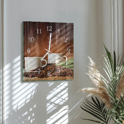 Wanduhr quadratisch Kaffeetassen