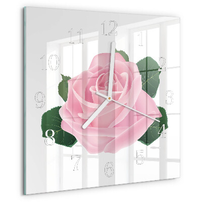 Wanduhr quadratisch Rose