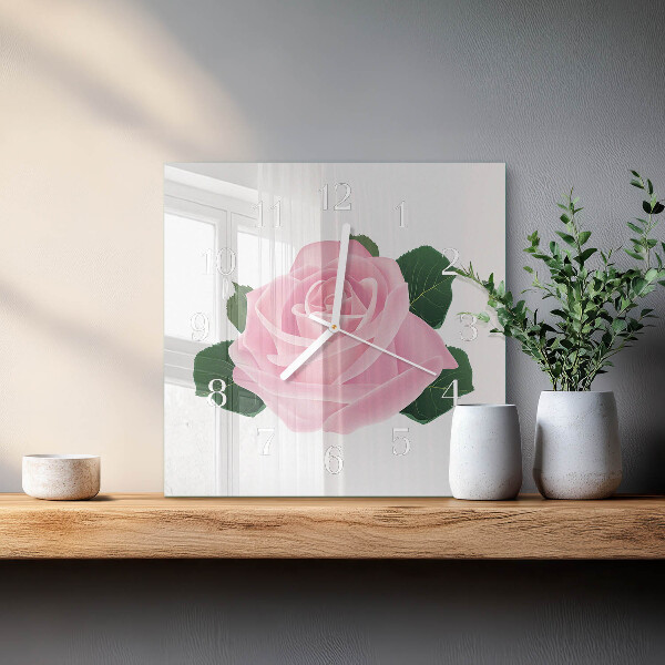 Wanduhr quadratisch Rose