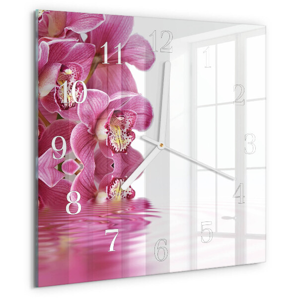 Wanduhr quadratisch Orchidee