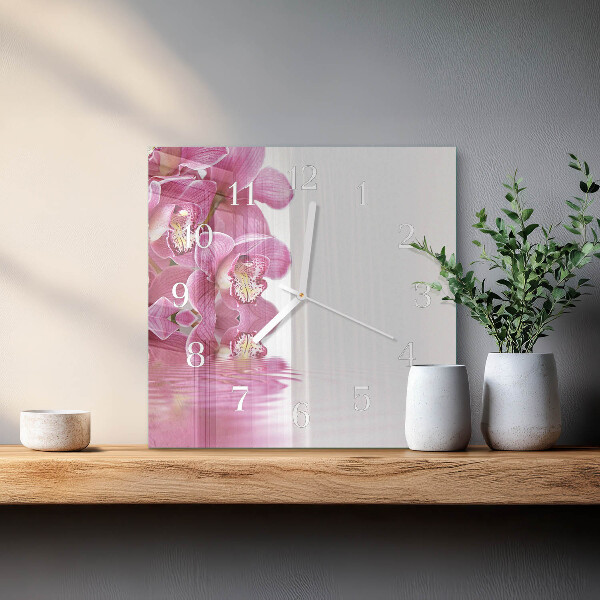 Wanduhr quadratisch Orchidee