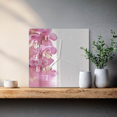 Wanduhr quadratisch Orchidee