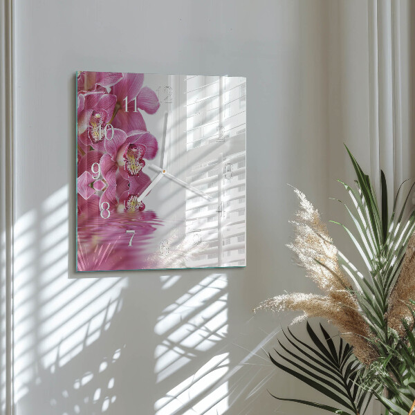 Wanduhr quadratisch Orchidee