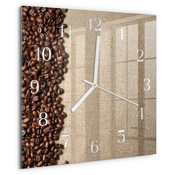 Wanduhr quadratisch Kaffeebohnen
