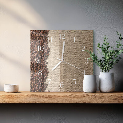 Wanduhr quadratisch Kaffeebohnen