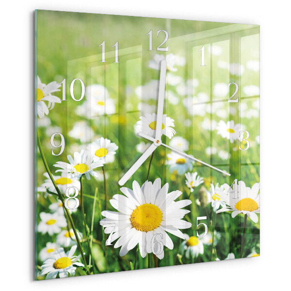 Wanduhr quadratisch Gänseblümchen