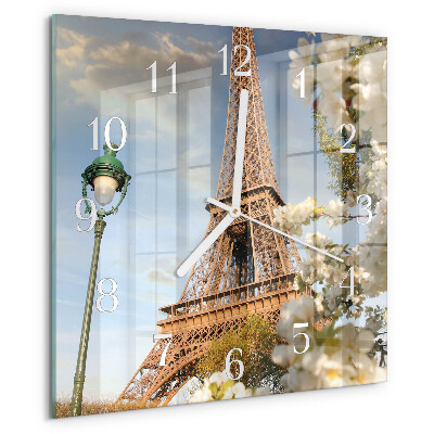 Wanduhr quadratisch Eiffelturm Paris