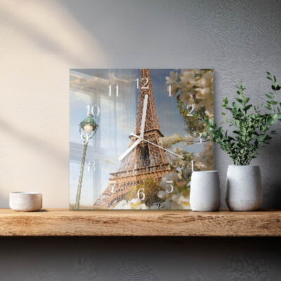 Wanduhr quadratisch Eiffelturm Paris