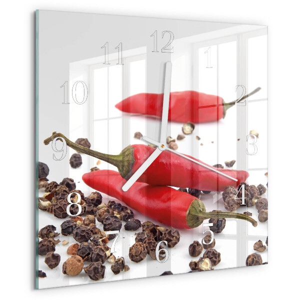 Wanduhr quadratisch Chilischoten
