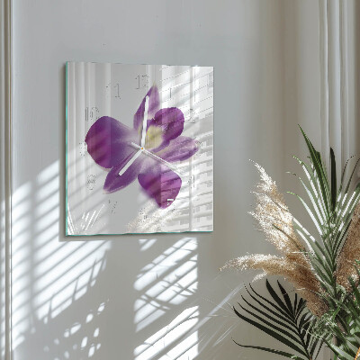 Wanduhr quadratisch Orchideenblüte