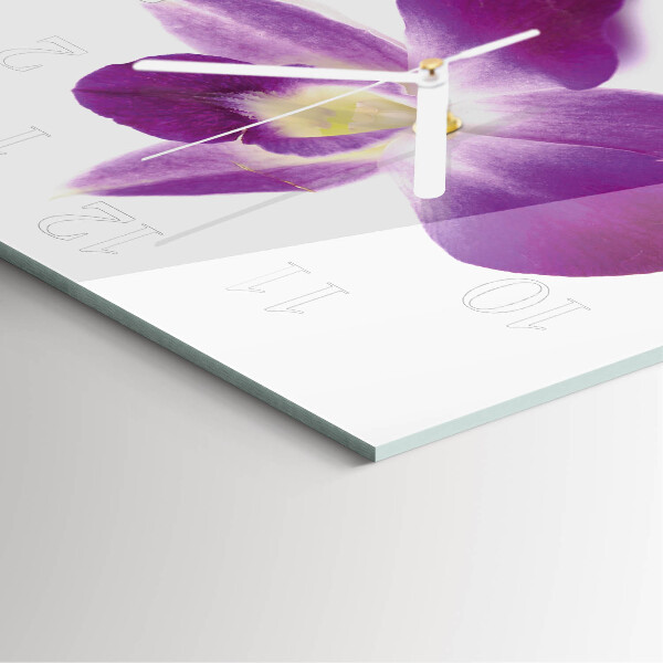 Wanduhr quadratisch Orchideenblüte