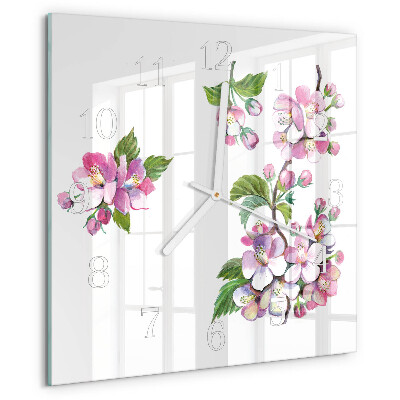 Wanduhr quadratisch Blumen