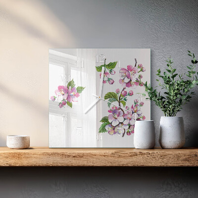 Wanduhr quadratisch Blumen
