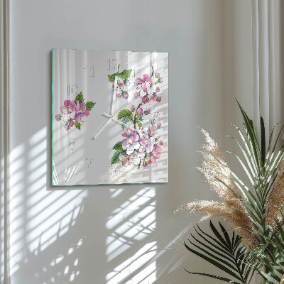 Wanduhr quadratisch Blumen