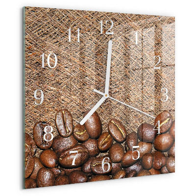 Wanduhr quadratisch Kaffeebohnen