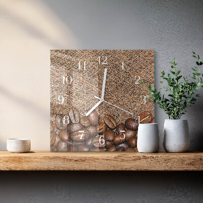 Wanduhr quadratisch Kaffeebohnen