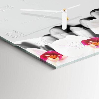 Wanduhr quadratisch Orchideensteine