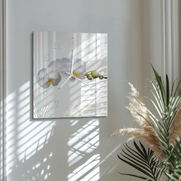 Wanduhr quadratisch Orchidee