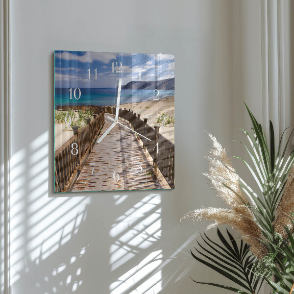 Wanduhr quadratisch Strand Meer