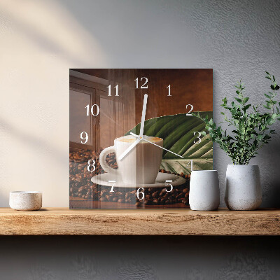 Wanduhr quadratisch Tasse Kaffee