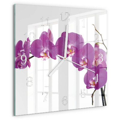 Wanduhr quadratisch Orchidee