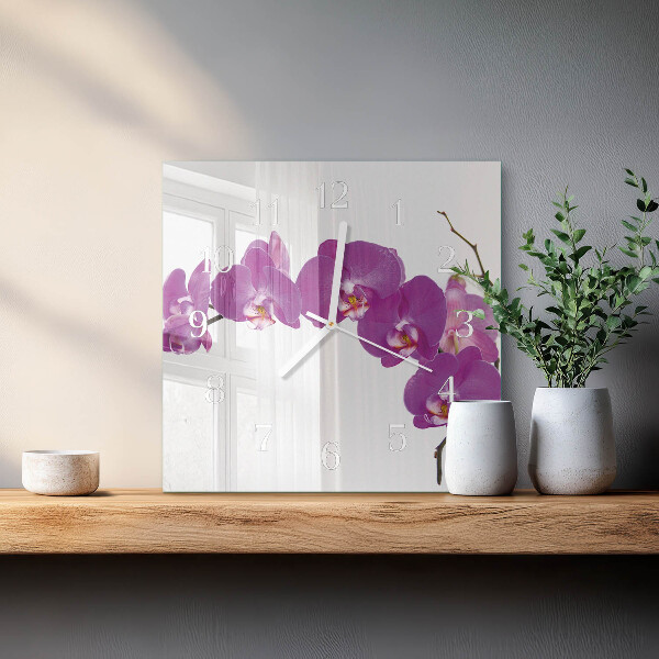 Wanduhr quadratisch Orchidee